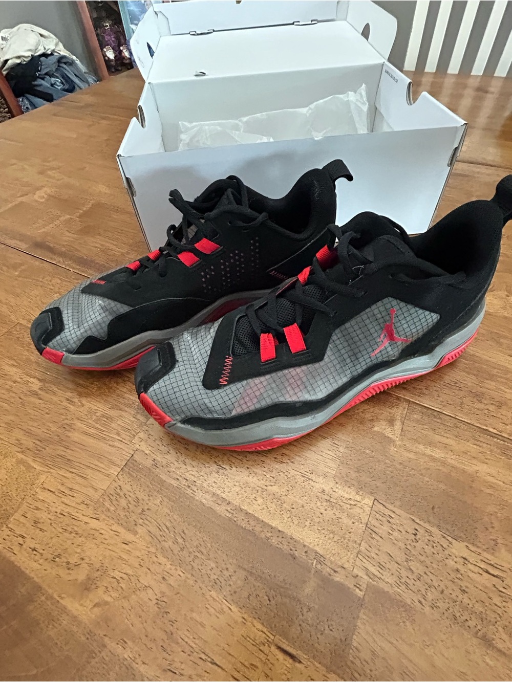 Nike Black & Red Jordan Low-Top Sneakers